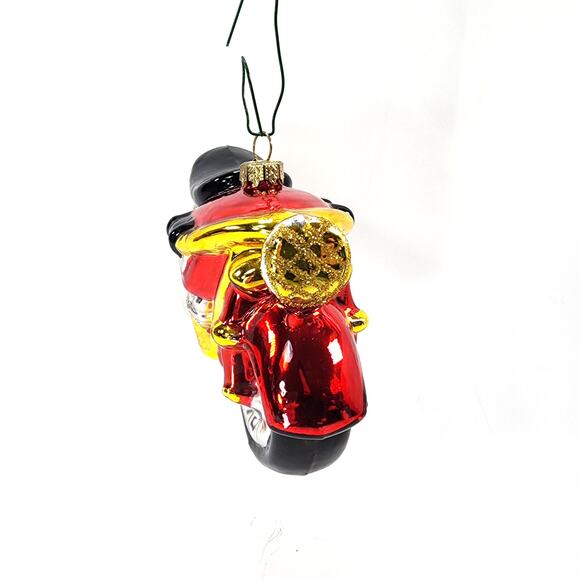 Red Glass Blown Motorcycle Ornament - Picture 3 of 5